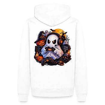 Halloween Gamer Geist: Hol dir den Style jetzt! - Männer Premium Bio Hoodie - Weiß - Hinten - Nico (187cm)