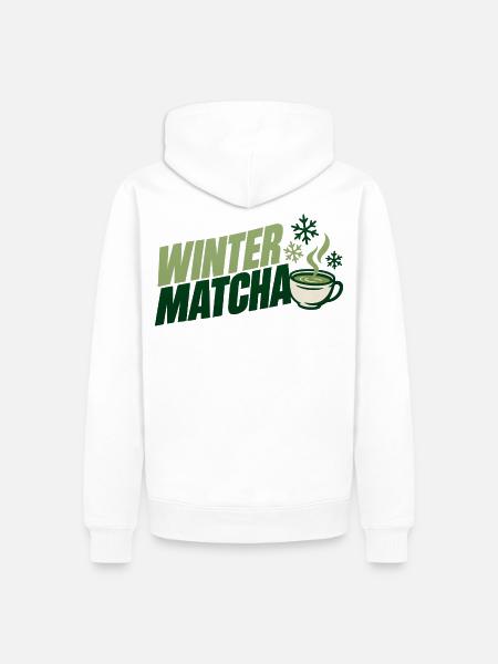 Grüne Winter Matcha Tasse - Männer Premium Bio Hoodie - Weiß