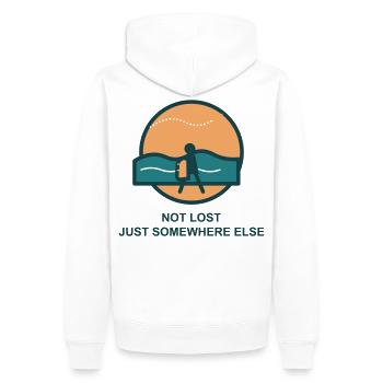Not Lost Just Somewhere Else - Männer Premium Bio Hoodie - Weiß - Hinten - Nico (187cm)