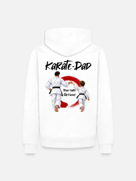 Karate Dad mit Sohn - Männer Premium Bio Hoodie - Weiß