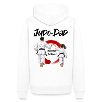 Judo Dad mit Tochter - Männer Premium Bio Hoodie - Weiß - Hinten - Nico (187cm)