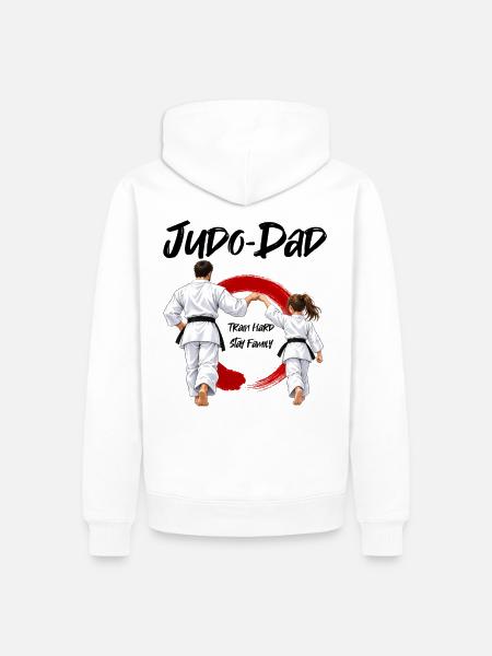 Judo Dad mit Tochter - Männer Premium Bio Hoodie - Weiß