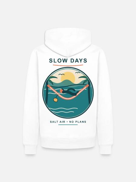 Slow Days Strandhammock Signet - Männer Premium Bio Hoodie - Weiß