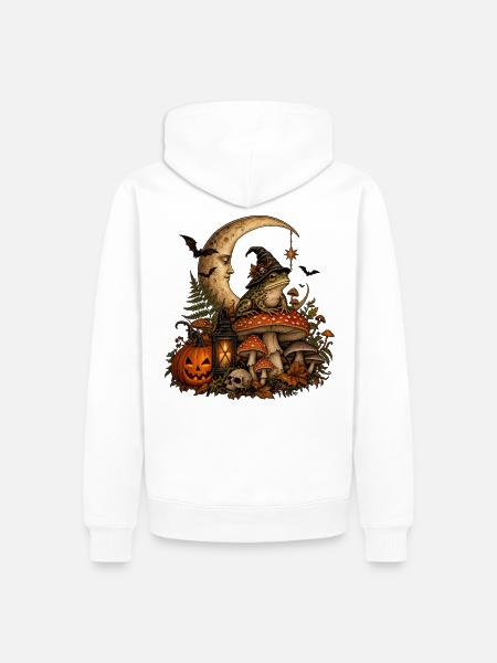 Magischer Frosch im Mondlicht - Männer Premium Bio Hoodie - Weiß