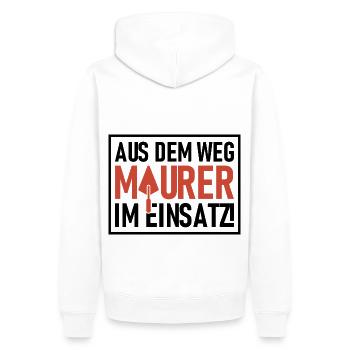 Aus dem Weg Maurer im Einsatz - Männer Premium Bio Hoodie - Weiß - Hinten - Nico (187cm)