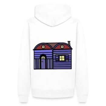 Maison en bois Cabine Immobilier Roulotte Appartement De Vie - Sweat à capuche Premium bio Homme - blanc - Dos - Nico (187cm)