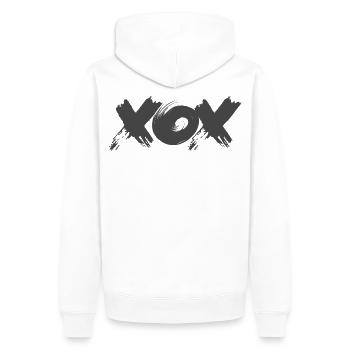 XOX – Minimal Love Design - Männer Premium Bio Hoodie - Weiß - Hinten - Nico (187cm)