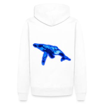 Blau Wal Quallen Leuchtend - Männer Premium Bio Hoodie - Weiß - Hinten - Nico (187cm)