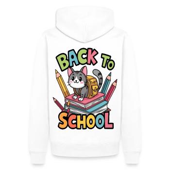 Un chat adorable prêt pour la rentrée scolaire - Sweat à capuche Premium bio Homme - blanc - Dos - Nico (187cm)