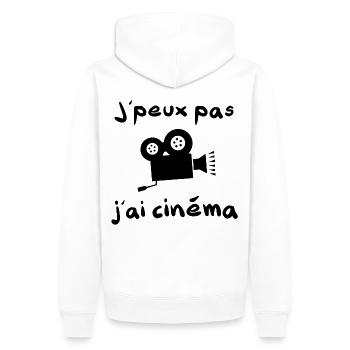 J'peux pas j'ai cinéma excuse pour un allé au ciné - Sweat à capuche Premium bio Homme - blanc - Dos - Nico (187cm)