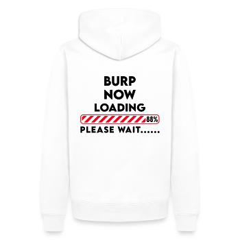 Burp now loading... Please wait Funny saying - Men’s Premium Organic Hoodie - white - Back - Nico (187cm)