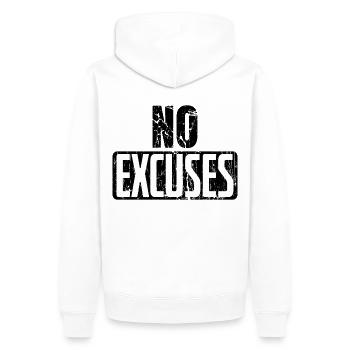 No Excuses Gym Weight Training Fitness Saying - Men’s Premium Organic Hoodie - white - Back - Nico (187cm)