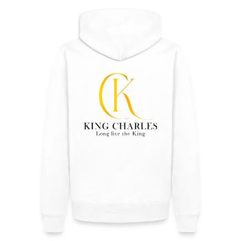 Roi Charles III Angleterre Prince Charles - Sweat à capuche Premium bio Homme - blanc - Dos - Nico (187cm)
