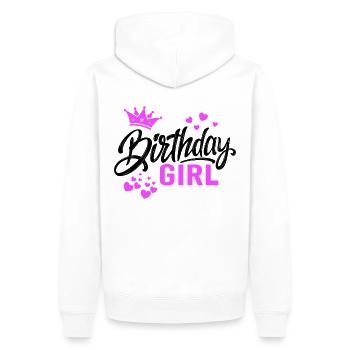 Anniversaire Fille Fille Idée cadeau Anniversaire - Sweat à capuche Premium bio Homme - blanc - Dos - Nico (187cm)