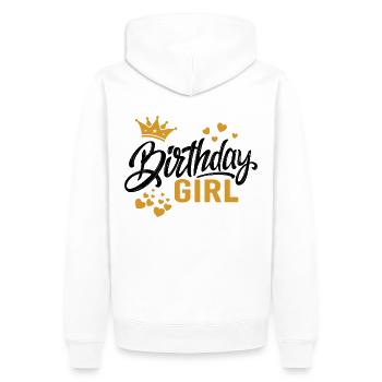 Anniversaire Fille Idée cadeau Fille Anniversaire - Sweat à capuche Premium bio Homme - blanc - Dos - Nico (187cm)