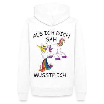 Kotzendes Einhorn Regenbogen - Männer Premium Bio Hoodie - Weiß - Hinten - Nico (187cm)