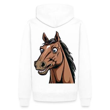 Karikatur Pferdegesicht mit Lächeln - Männer Premium Bio Hoodie - Weiß - Hinten - Nico (187cm)