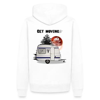 Camper - camping shirt, caravan - camping - Men’s Premium Organic Hoodie - white - Back - Nico (187cm)