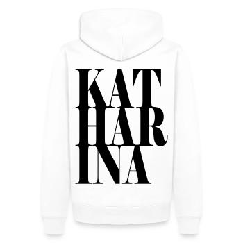 Katharina Nom Prénom Police moderne Word Art - Sweat à capuche Premium bio Homme - blanc - Dos - Nico (187cm)