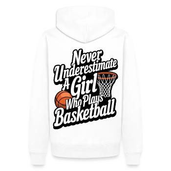 Conception de citation de basket-ball de fille stimulante - Sweat à capuche Premium bio Homme - blanc - Dos - Nico (187cm)