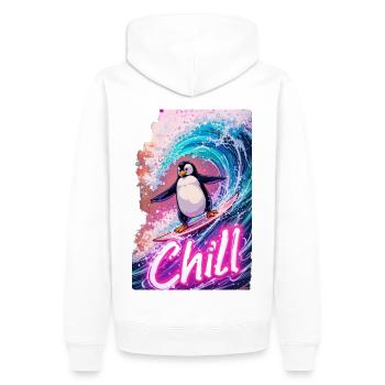 Pingouin surfeur - Sweat à capuche Premium bio Homme - blanc - Dos - Nico (187cm)