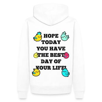 Hope today - Men’s Premium Organic Hoodie - white - Back - Nico (187cm)