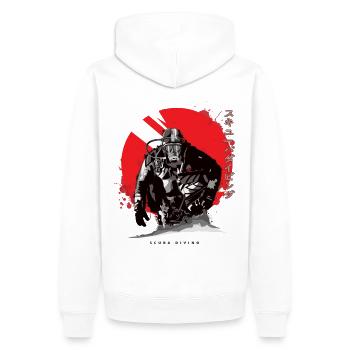 Taucher vor Sonne Japanisch Geschenk - Männer Premium Bio Hoodie - Weiß - Hinten - Nico (187cm)