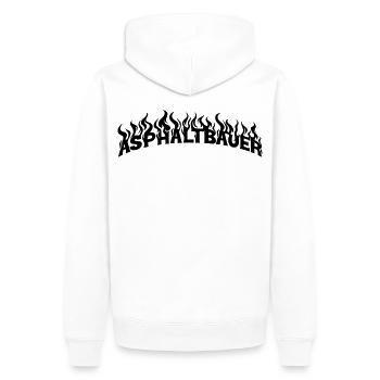 Asphalt Builder - Men’s Premium Organic Hoodie - white - Back - Nico (187cm)