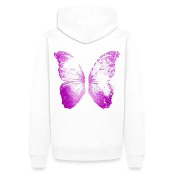 2 ailes renées papillon rose papillon multi ailes - Sweat à capuche Premium bio Homme - blanc - Dos - Nico (187cm)