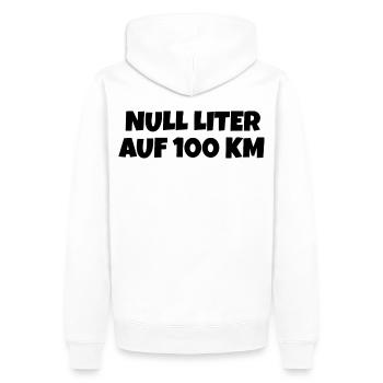 Null Liter auf 100 Km Fahrrad Spruch - Männer Premium Bio Hoodie - Weiß - Hinten - Nico (187cm)