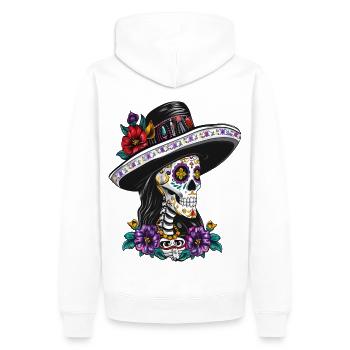Sugar Skull Tag der Toten Dia De Los Muertos - Männer Premium Bio Hoodie - Weiß - Hinten - Nico (187cm)