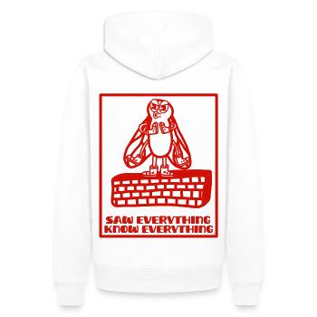 Wissen Sie alles wie eine Fliege an der Wand - Männer Premium Bio Hoodie - Weiß - Hinten - Nico (187cm)