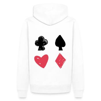 Kreuz Pik Herz Karo Doppelkopf Kartenspiel - Männer Premium Bio Hoodie - Weiß - Hinten - Nico (187cm)
