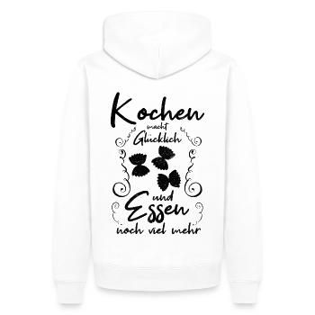 Kochen macht Glücklich Essen noch mehr für Köche - Männer Premium Bio Hoodie - Weiß - Hinten - Nico (187cm)