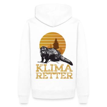 Environmental protection Climate protection Animal welfare Rescue beaver - Men’s Premium Organic Hoodie - white - Back - Nico (187cm)