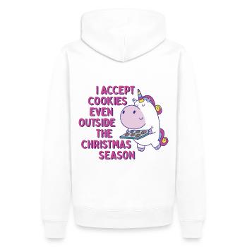 J’accepte les cookies même en dehors de la saison de Noël - Sweat à capuche Premium bio Homme - blanc - Dos - Nico (187cm)