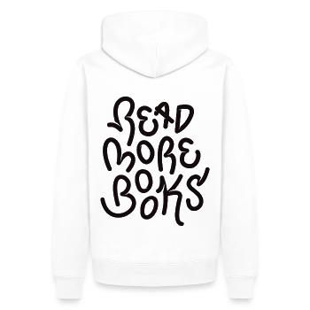 Lire plus de livres - Sweat à capuche Premium bio Homme - blanc - Dos - Nico (187cm)
