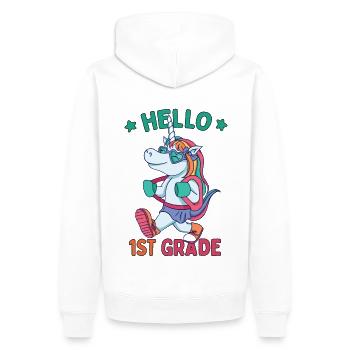 Hello 1st Grade - Hello First Grade Rocks - Männer Premium Bio Hoodie - Weiß - Hinten - Nico (187cm)