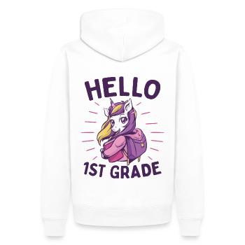 Hello 1st Grade - Hello First Grade Rocks - Men’s Premium Organic Hoodie - white - Back - Nico (187cm)