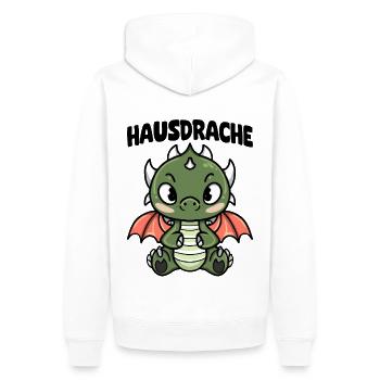 Hausdrache. Stark, Mutig und Unbesiegbar. Drache - Männer Premium Bio Hoodie - Weiß - Hinten - Nico (187cm)