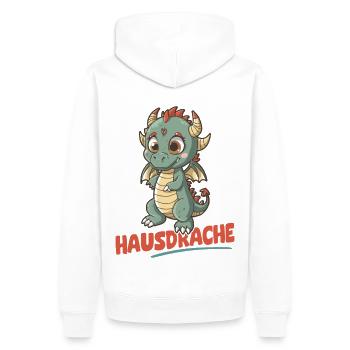 Hausdrache. Stark, Mutig und Unbesiegbar. Drache - Männer Premium Bio Hoodie - Weiß - Hinten - Nico (187cm)