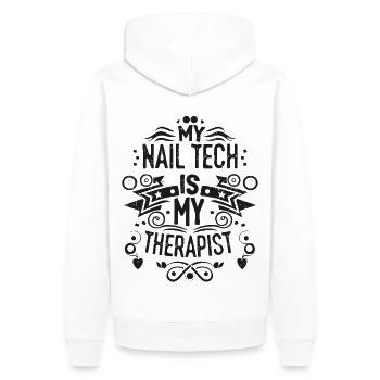 My Tech Nail Is My Therapist Nail Art - Men’s Premium Organic Hoodie - white - Back - Nico (187cm)