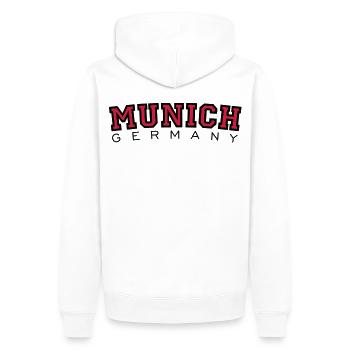 München Munich Germany (Schwarz/Rot) - Männer Premium Bio Hoodie - Weiß - Hinten - Nico (187cm)