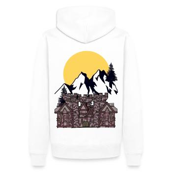 Moyen Âge Château Forteresse Chevalier Moon Montagnes Montagne - Sweat à capuche Premium bio Homme - blanc - Dos - Nico (187cm)