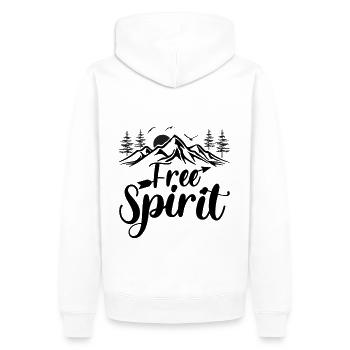 Free Spirit - Plein air, Voyages, Randonnées, Nature - Sweat à capuche Premium bio Homme - blanc - Dos - Nico (187cm)
