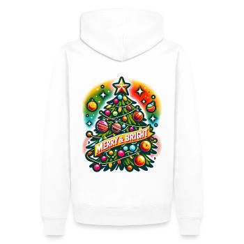 Merry & Bright - Fêtes drôles Noël drôle - Sweat à capuche Premium bio Homme - blanc - Dos - Nico (187cm)