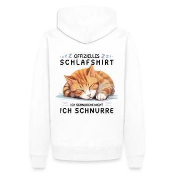 Offizielles Schlafshirt personalisiert mit Katze - Männer Premium Bio Hoodie - Weiß - Hinten - Nico (187cm)