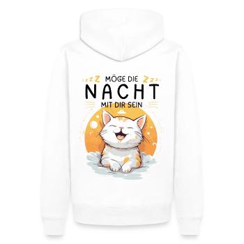 Möge die Nacht mit dir sein - Schlafshirt Katze - Männer Premium Bio Hoodie - Weiß - Hinten - Nico (187cm)