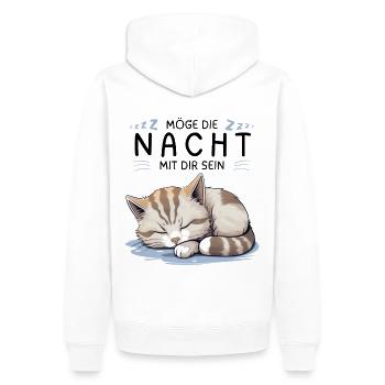 Möge die Nacht mit dir sein - Schlafshirt Katze - Männer Premium Bio Hoodie - Weiß - Hinten - Nico (187cm)