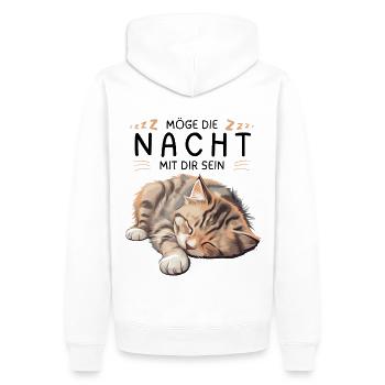 Möge die Nacht mit dir sein - Schlafshirt Katze - Männer Premium Bio Hoodie - Weiß - Hinten - Nico (187cm)